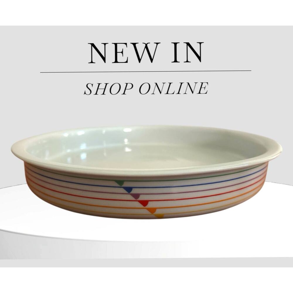 Vintage 1980s Harmony BLOCK Vista Alegre Portugal Rainbow Pie Quiche Dish EUC!!!